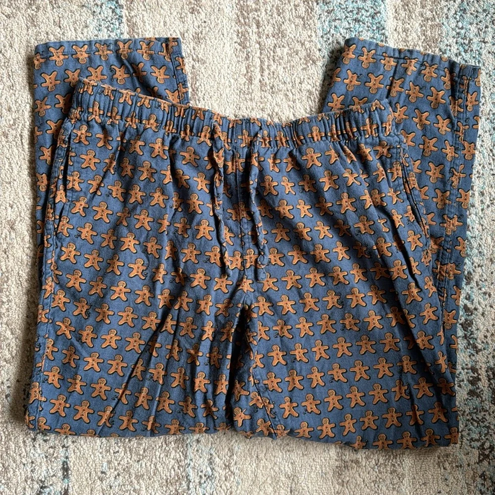 J. Crew Flannel Gingerbread Man Pajama Pants Size Medium - Picture 2 of 4